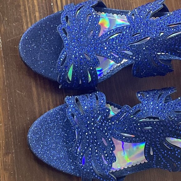 Womens Wedding Bridal Low Heel Glitter Rhinestone Dress Casual Sandal Shoes 11 - Picture 3 of 14